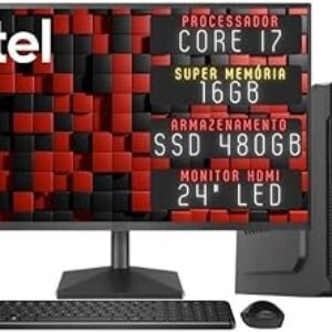 Computador Completo 3green Desktop Intel Core i7 16GB Monitor 24″ Full HD HDMI SSD 480GB Windows 10 3D-165