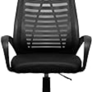 Cadeira de Escritório Secretária Giratória com Encosto Arco Confortável em Malha Respirável, Home Office, ZINNIA ALOE, PRETO, ZNO-ALOE-BK