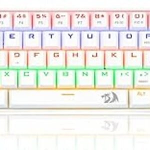 Redragon, Teclado Gamer Mecanico Lakshmi Rainbow Branco Switch Azul ABNT2
