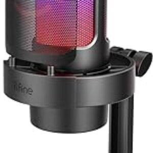 FIFINE Microfone De PC Para Jogos, Ampligame Condensador USB Desktop RGB Controle Para Gravação De Streaming De Podcasts Youtube No Mac/Computador/PS4/PS5, Com Botão Mudo, Ganho De Microfone…
