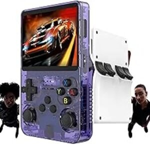 videogame portátil console portátil R36S, com cartão TF de 128GB integrado e suporte a mais de 10000 videogames retro. Possui uma tela IPS de 3,5 polegadas (roxo)