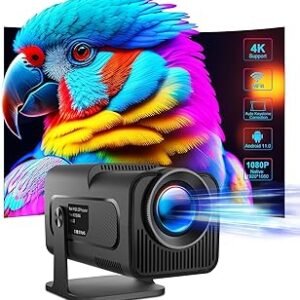 Mini Projetor Portátil Wifi6 BT 5.0, Projetor Inteligente Full HD 1080P Android 11, Projetor Externo Suporte 4K com 390 ANSI 10000 Lumens, Projetor Rotativo 180° para Celular/Notebook/TV Stick