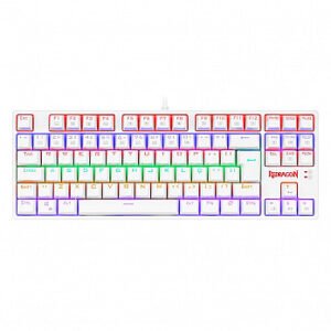 Teclado Mecanico Gamer Redragon Daksa Lunar White, Rainbow, USB, Switch Brown, Compacto, ABNT2, Branco – K576W-R (PT-BROWN)