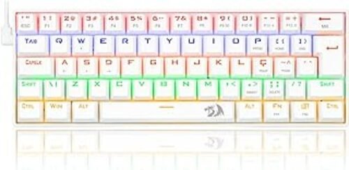 Redragon, Teclado Gamer Mecanico Lakshmi Rainbow Branco Switch Azul ABNT2