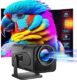 Mini Projetor Portátil Wifi6 BT 5.0, Projetor Inteligente Full HD 1080P Android 11, Projetor Externo Suporte 4K com 390 ANSI 10000 Lumens, Projetor Rotativo 180° para Celular/Notebook/TV Stick